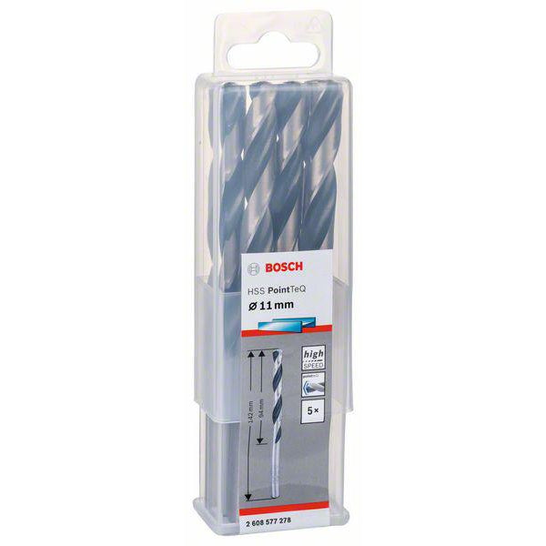 Bosch Metal Twist Drill HSS PointTeQ DIN 338, 11 x 94 x 142 mm