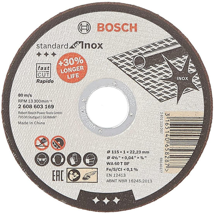 Bosch Standard for Inox - Rapido straight cutting disc -115MM