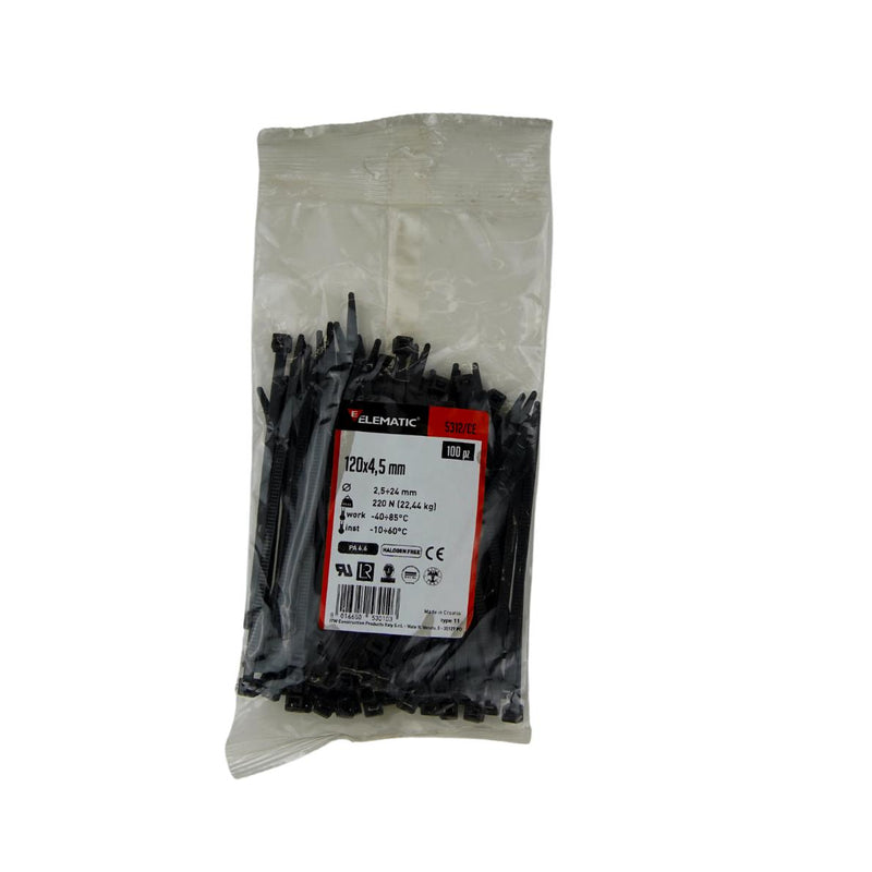 CABLE TIES EL-1185-C-5312BK 4,5x120 100PCS
