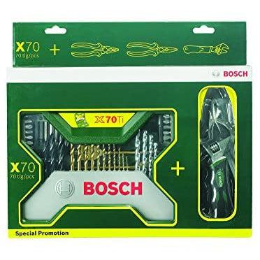 BOSCH 70 PCS DRILLBIT SET+3PLIER SET + MEASURING TAPE