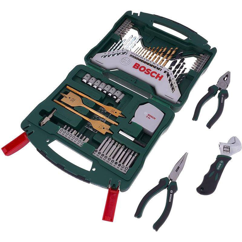BOSCH 70 PCS DRILLBIT SET+3PLIER SET + MEASURING TAPE