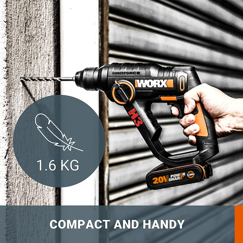 Worx 20V MAX 3-in-1 H3 Cordless Rotary Hammer Drill – WX390.9 بدون بطاريه او شاحن
