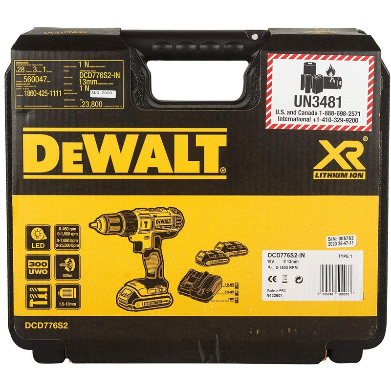 Dewalt Drill cordless With Hammer 18V-1.3A DCD776C2