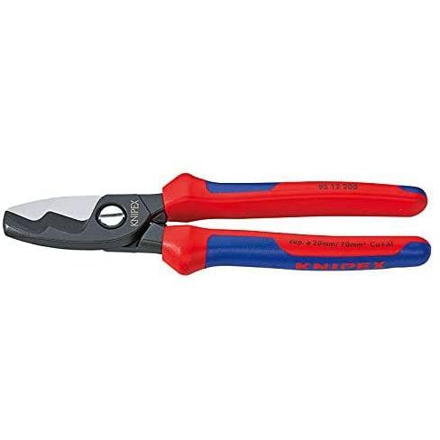 KNIPEX 95 12 200 Cable Shears with twin cutting edge with multi-component grips 200 mm