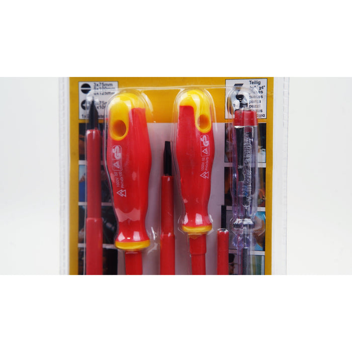 5-Piece 1000-Volt Slotted and Phillips Insulated Screwdriver Set GERMANY