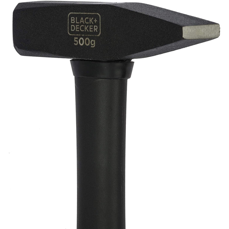 Black+Decker 500g Bimaterial Fiberglass Handle Metal DIN Hammer
