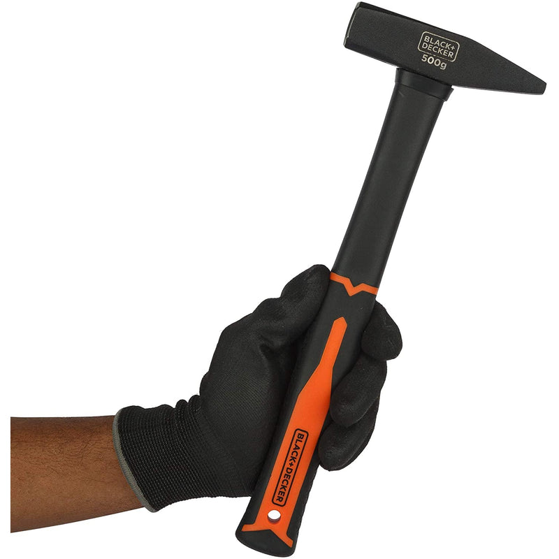 Black+Decker 500g Bimaterial Fiberglass Handle Metal DIN Hammer