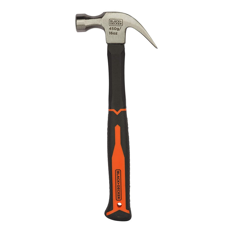 BLACK+DECKER Metal Fiberglass Handle Claw Hammer-450gms