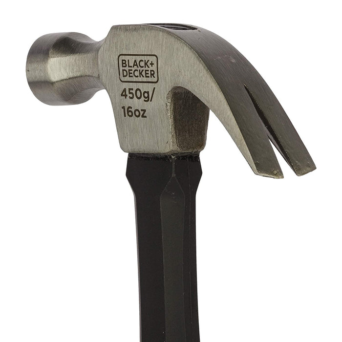 BLACK+DECKER Metal Fiberglass Handle Claw Hammer-450gms
