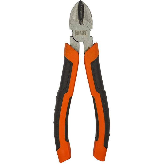 Black+Decker 180mm Bimaterial Steel Diagonal Cutting Pliers for Gripping, Twisting, Bending & Cutting Wire