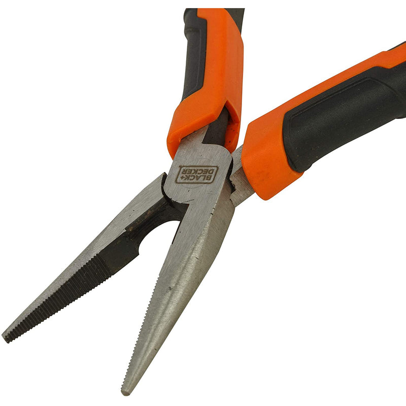 Black+Decker 160mm Bimaterial Handle Steel Long Nose Pliers