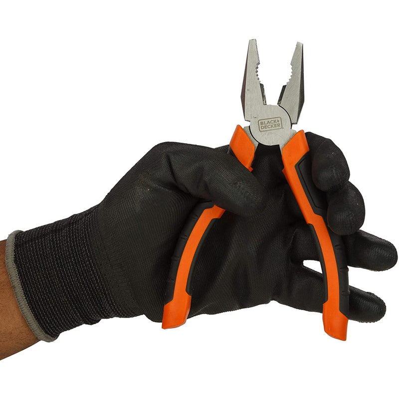 Black+Decker 160mm Steel Combination Pliers with Bimaterial Handle