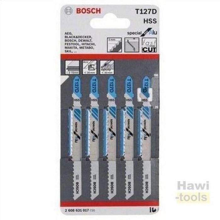 BOSCH T127D BOSCH Jigsaw Blades 100mm 5 PC-BOSCH-Hawi tools-هاوي عدد