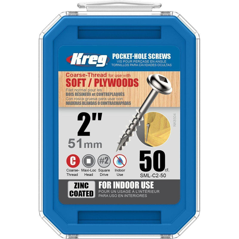 Kreg SML-C2 2-Inch Washer Head #8 Coarse Pocket Screws,-kreg Tool-Hawi tools-هاوي عدد