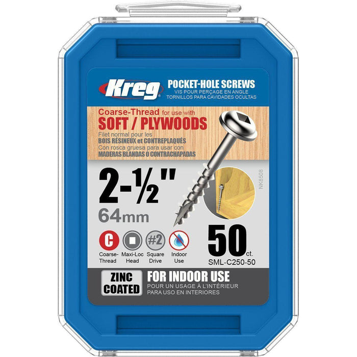 Kreg SML-C250 2-1/2-Inch #8 Coarse Washer-Head Pocket Screws,-kreg Tool-Hawi tools-هاوي عدد