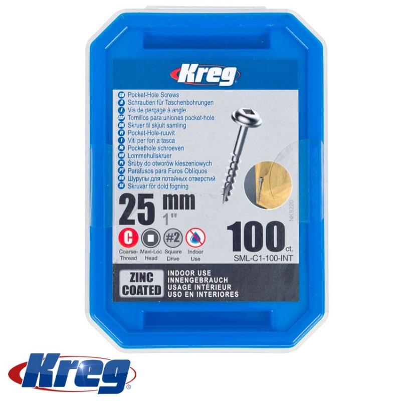 KREG ZINC POCKET HOLE SCREWS 25MM 1.00" #8 COARSE THREAD MX LOC-kreg Tool-Hawi tools-هاوي عدد