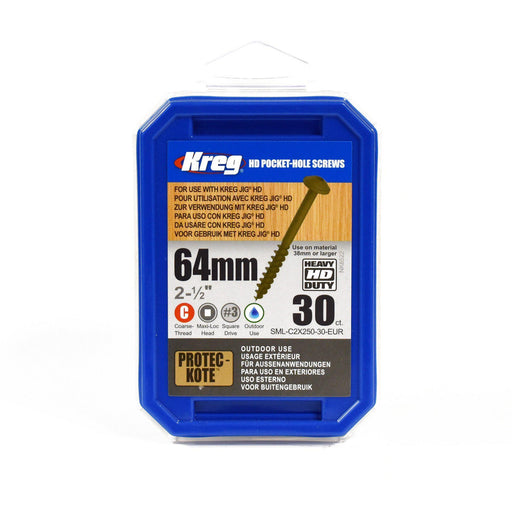 KREG® HD Protec-Kote™ Pocket-Hole Screws - 64mm/2.50", #14 Coarse-Thread, Maxi-Loc™-kreg Tool-Hawi tools-هاوي عدد