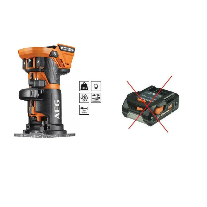 AEG TRIM ROUTER AEG POWERTOOLS BOF18BL2-0 18 V Without battery and charger