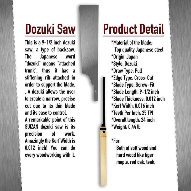 SUIZAN Japanese Hand Saw 9-1/2 inch Dozuki (Dovetail) منشار دوفتيل ياباني-SUIZAN-Hawi tools-هاوي عدد