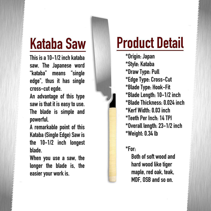 SUIZAN Japanese Saw 10-1/2 inch Kataba (Single Edge) Pull Saw for Woodworking-SUIZAN-Hawi tools-هاوي عدد